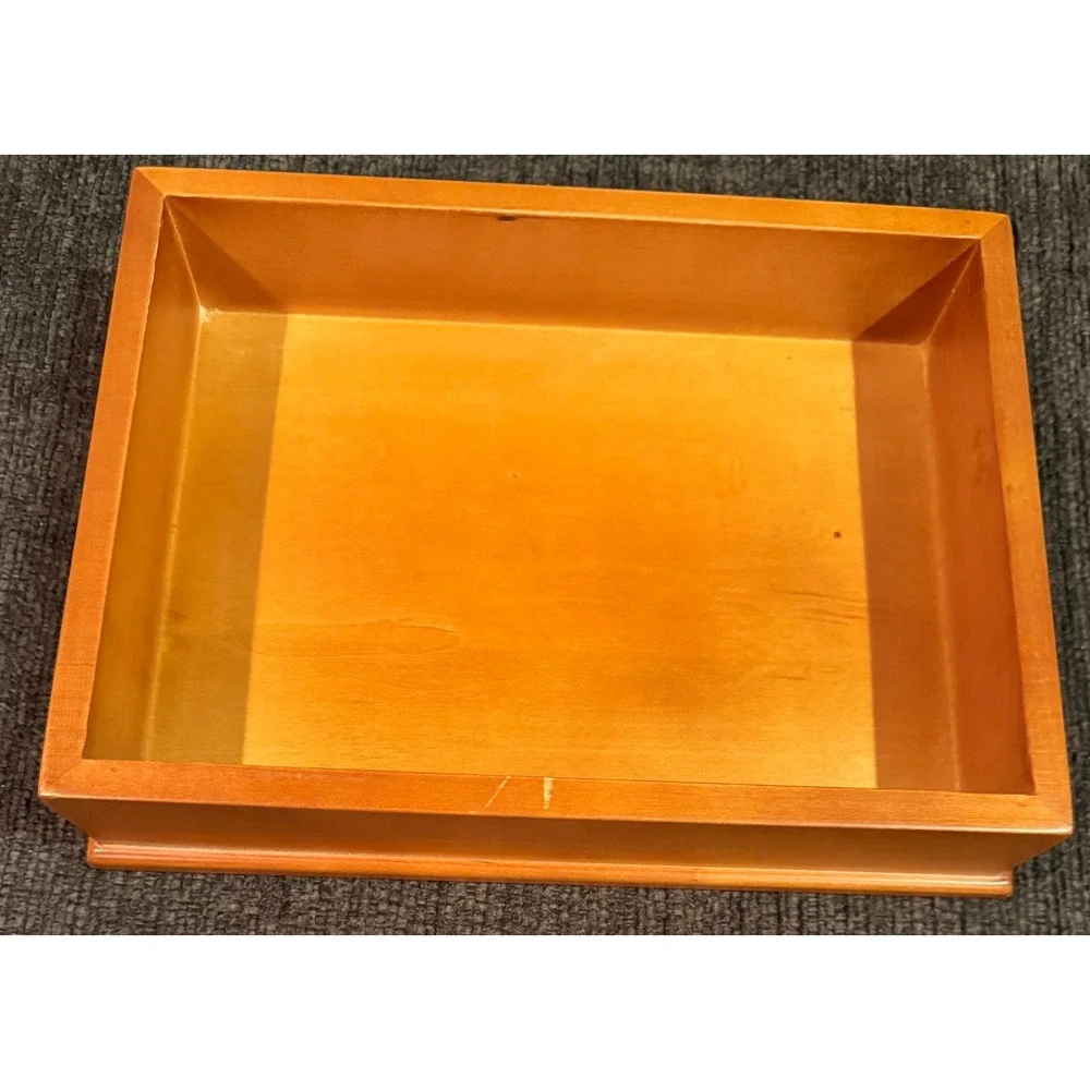 VTG Maple Wood Trinket Jewelry Box 3D Salmon Fishing Lid Clarence A Wells Signed